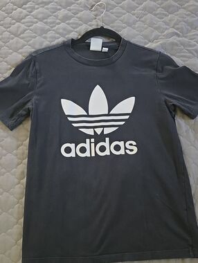 adidas Black Tee with White Trefoil Graphic